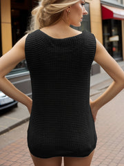 Solid Crew Neck Knitted Tank Top Sleeveless Casual Summer Women's Top