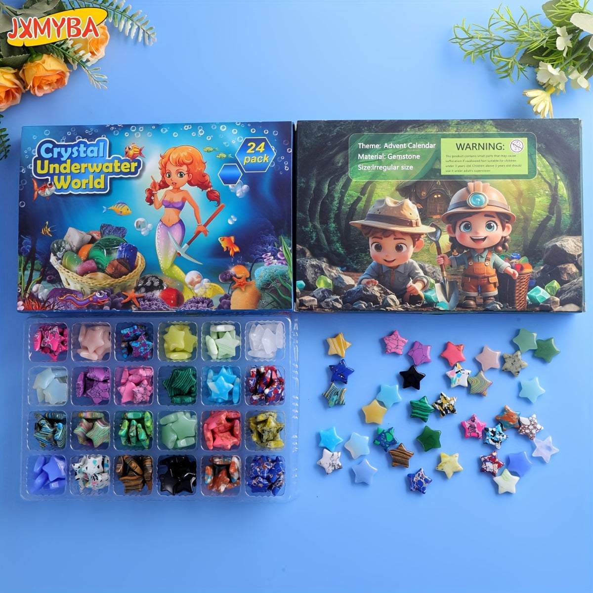 96pcs Mysterious Crystal Gemstone 24 Countdown Calendar Gift