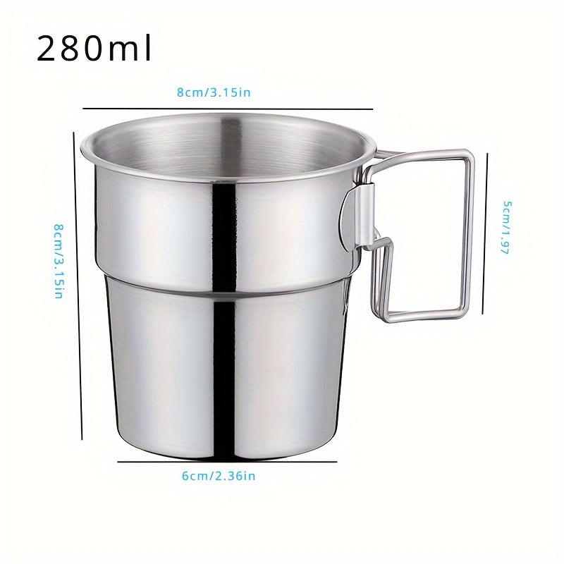 280ml Stainless Steel Folding Water Cup for Camping