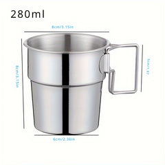 280ml Stainless Steel Folding Water Cup for Camping