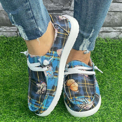 Butterfly & Plaid Pattern Flat Canvas Shoes Women's Slip On Casual Shoes