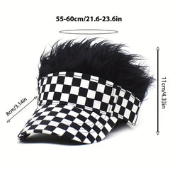 Spiked Baseball Cap Golf Cap Sun Hat With Wig Novelty Sports Cap
