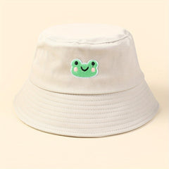 Frog Embroidery Bucket Hat Cartoon Fisherman Cap