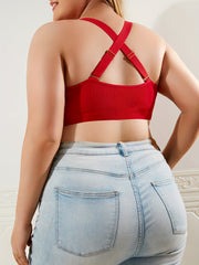 Lace Criss Cross Back Sports Bra Solid Bralette
