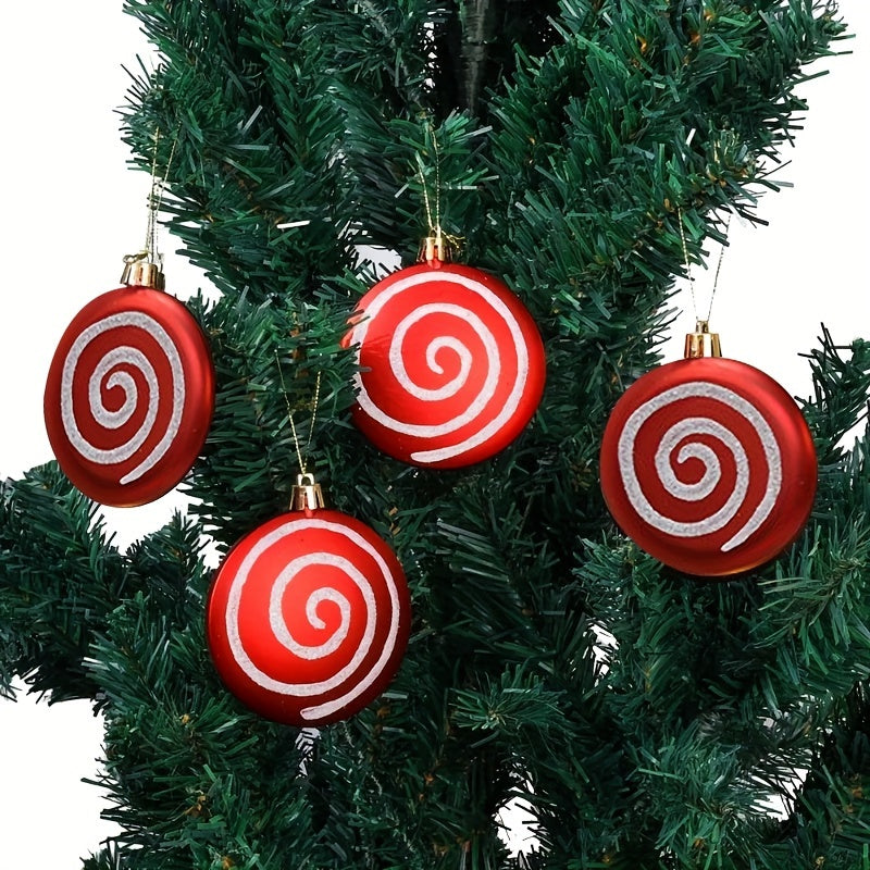 4pcs Red Round Candy Christmas Tree Pendant Family Party Decorations
