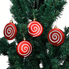 4pcs Red Round Candy Christmas Tree Pendant Family Party Decorations