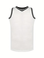 Men's Solid Basketball Jersey Active Breathable Sleeveless Shirt