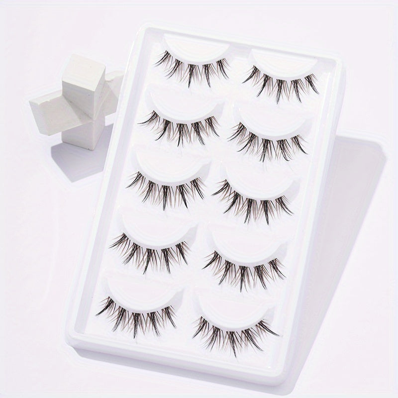 5 Pairs Brown Natural Spiky Cross False Eyelashes