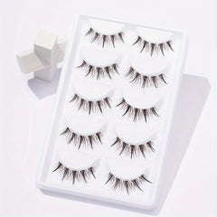 5 Pairs Brown Natural Spiky Cross False Eyelashes