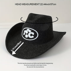 Western Cowboy Hat Y2K Solid Jazz Fedora Cap Rolled Brim Cowgirl Sun Hats