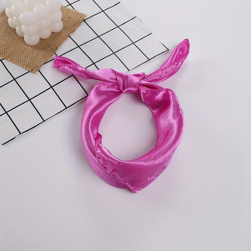 Classic Neckerchief Solid Square Scarf Satin Bandana Head Wrap Hair Accessories