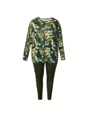 Women's Plus Camo Long Sleeve Tunic Top & Leggings Set
