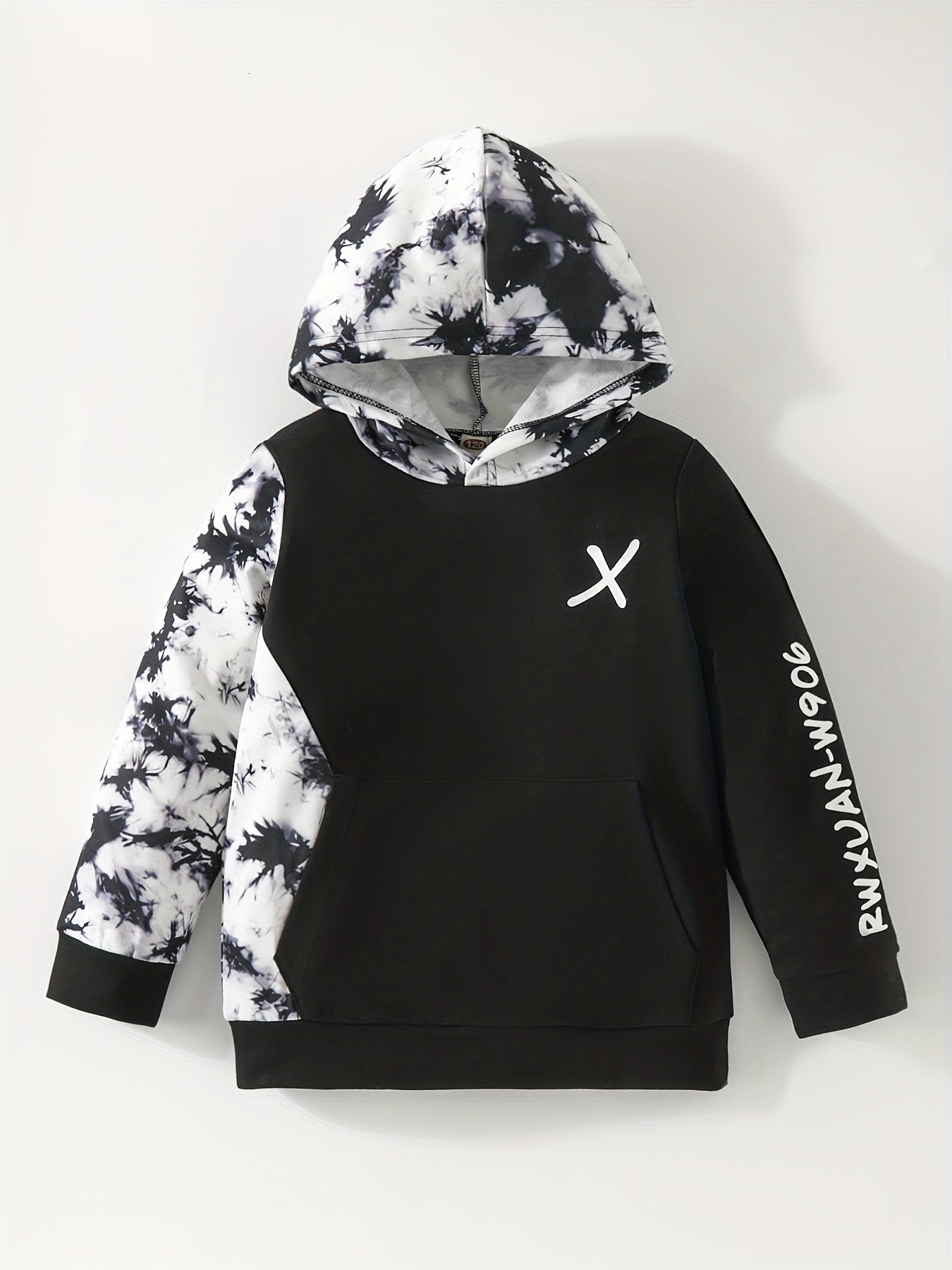 Boys Stylish Block Long Sleeve Pullover Hooded Sweatshirt