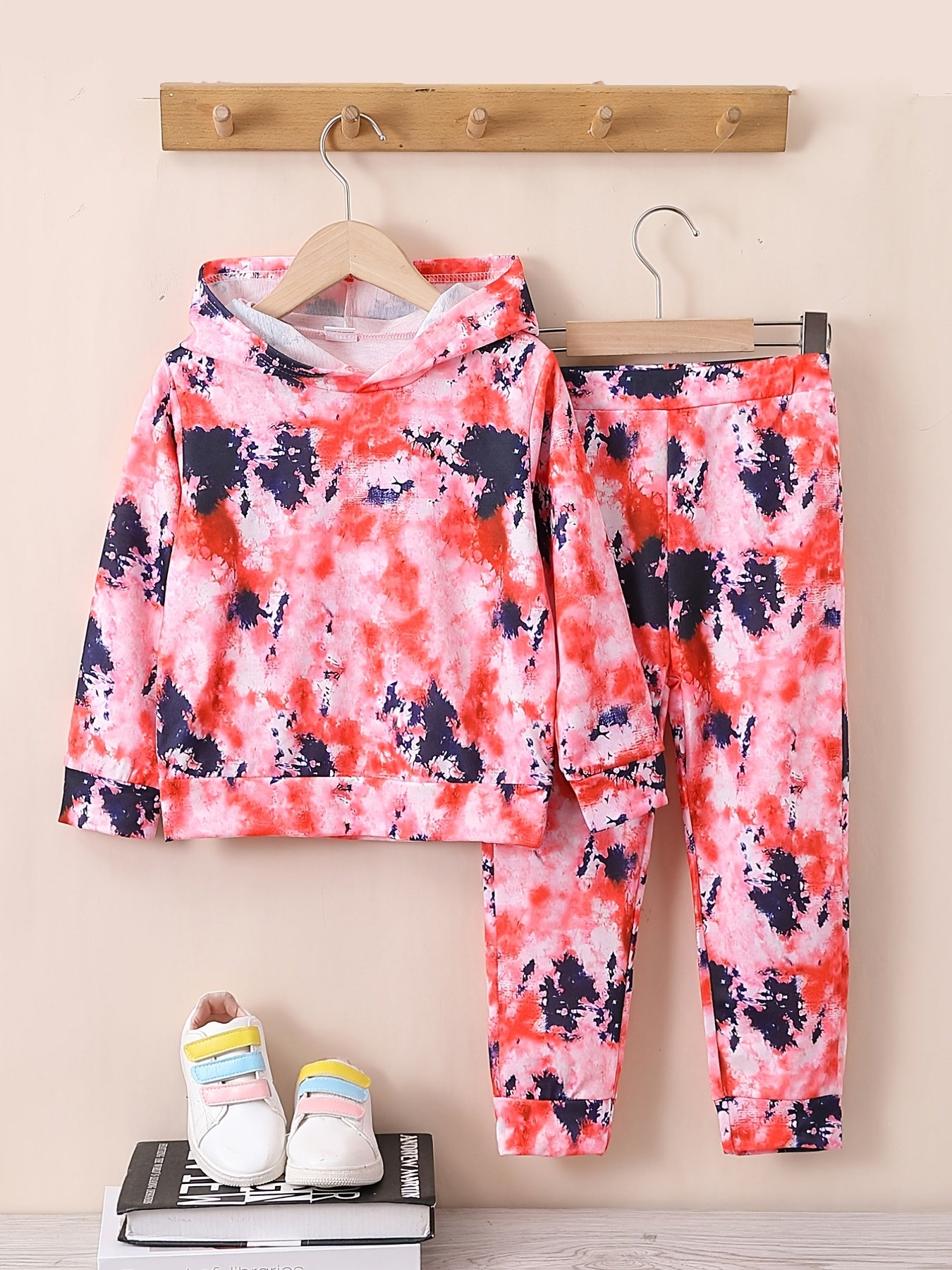 Boys' Hooded Sweatshirt & Pants Set Tie Dyed Print Outfit