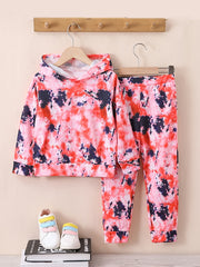 Boys' Hooded Sweatshirt & Pants Set Tie Dyed Print Outfit