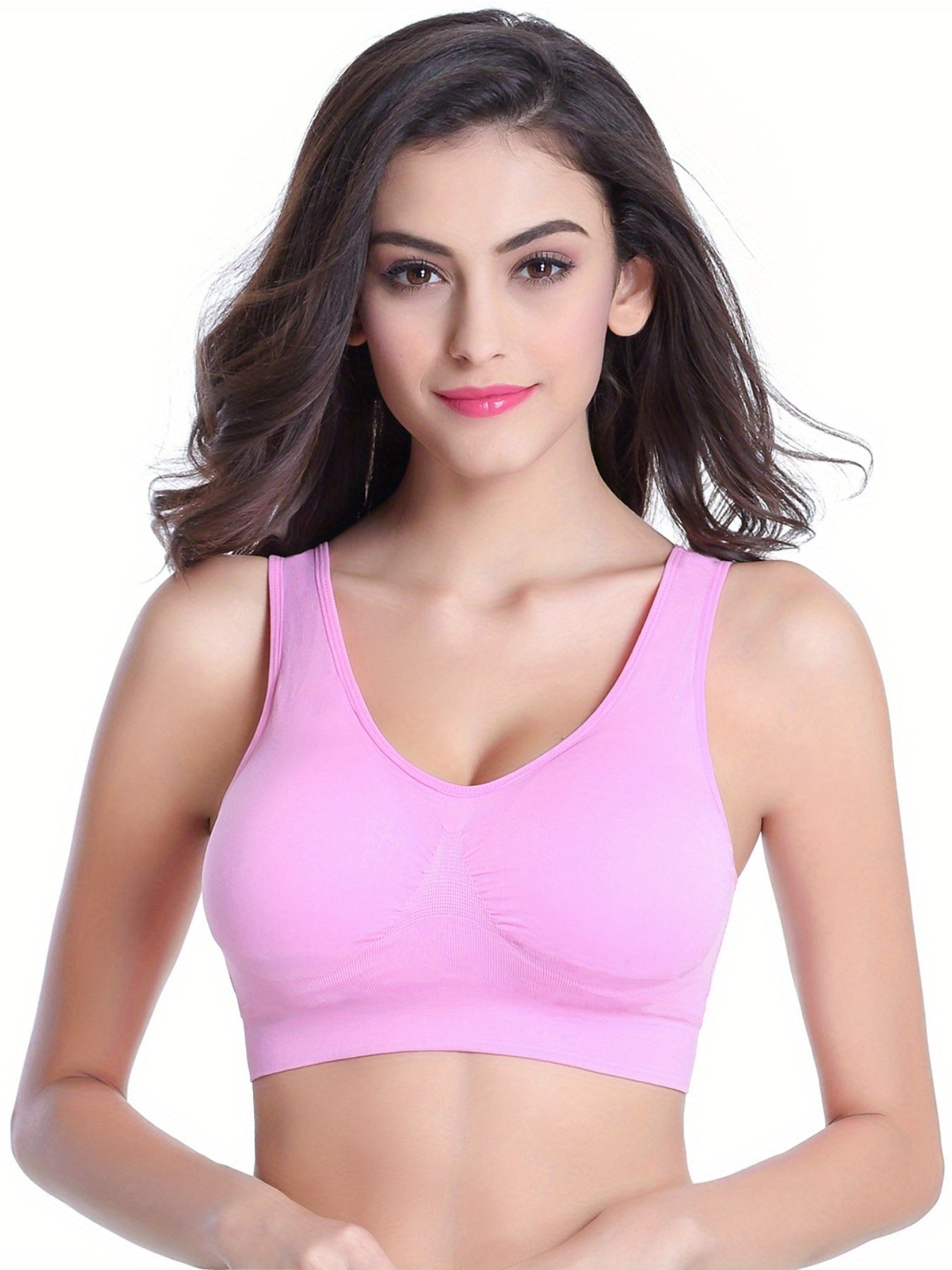 3pcs Wireless Sports Bras Comfy & Breathable Workout Tank Bra