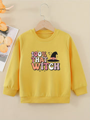 Halloween Girls Sweatshirt Combo Style Round Neck Casual Pullover Tops