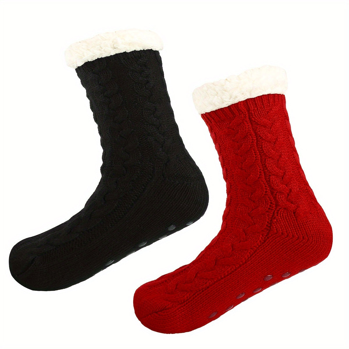 Fuzzy Socks For Men Thickened Warm Soft Gripper Fleece Lined Slipper Socks
