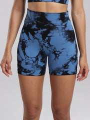 Tie Dye Gym Sports Shorts Women High Waist Running Workout Activewear