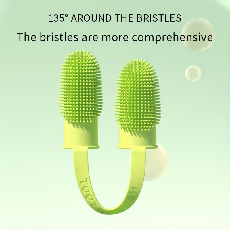 Pet Toothbrush Finger Cover Double Finger Dog Toothbrush Soft Bristle