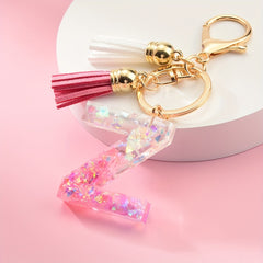 Initial Letter Keychain Resin English Letter Key Chain Pendant With Tassel