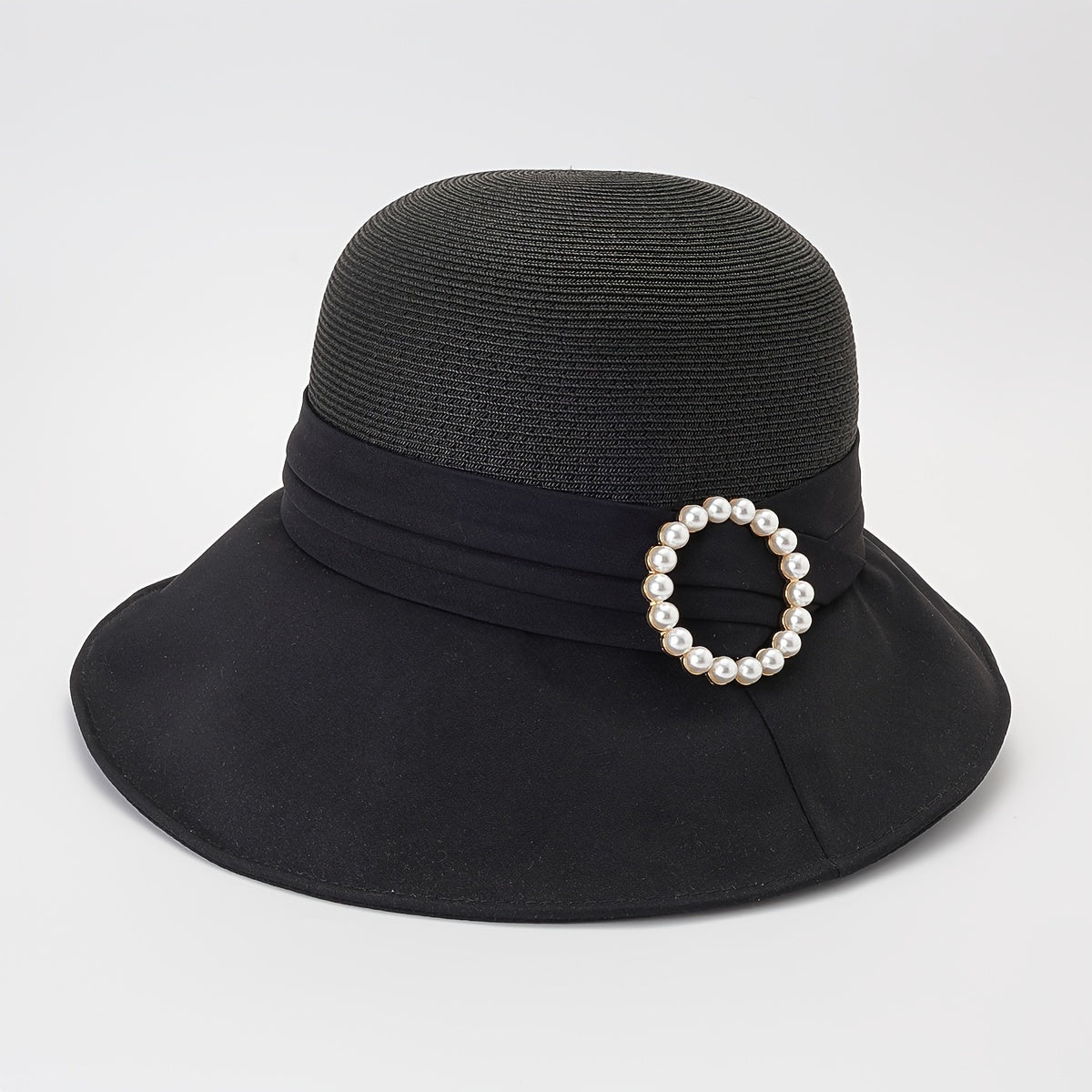Faux Pearl Strap Bucket Hat Sun Hat Women