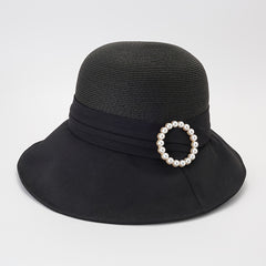 Faux Pearl Strap Bucket Hat Sun Hat Women