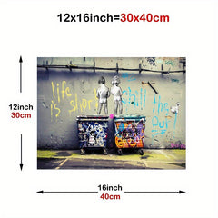 Graffiti Girl Canvas Wall Art Red Balloon Love Pictures