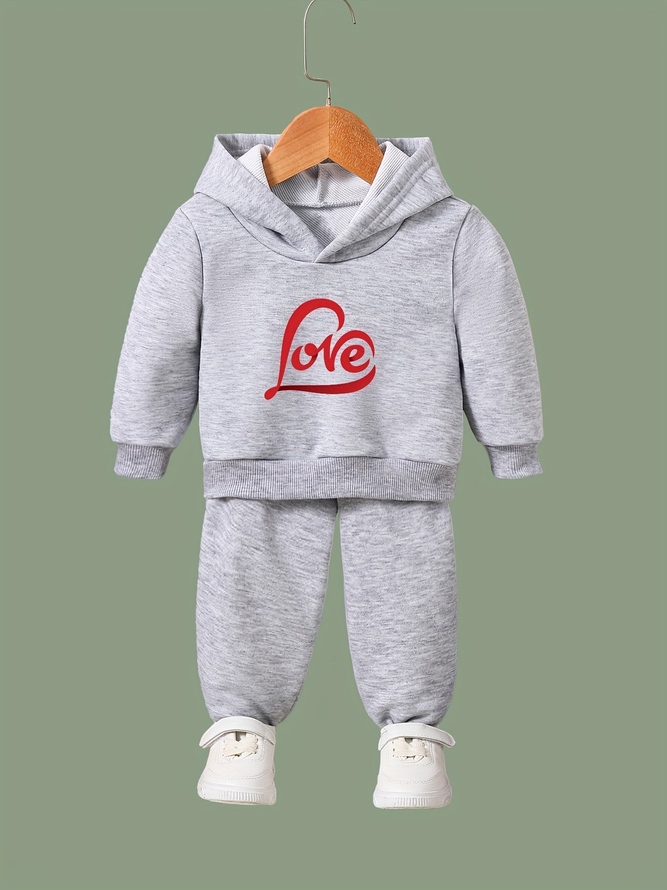 OERYUI 2pcs LOVE Print Hoodies Pants Set for Girls Boys Spring Fall