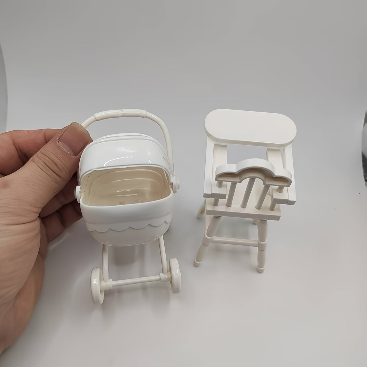 2pcs Dollhouse Furniture Set Dining Pushcart and Chair for Mini Fairy House