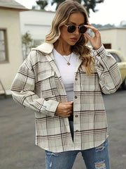 Plaid Hooded Jacket Casual Outwear For Fall & Winter Women's Clothing