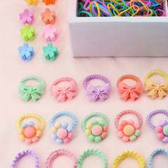 Colorful Hair Accessories for Girls - 1190pcs Soft Cotton Ties & Clips
