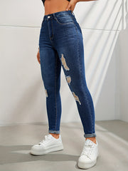 Ripped High Waist Skinny Jeans