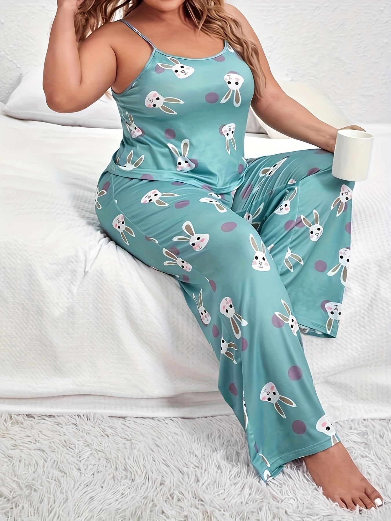 Rabbit Print Cami Top & Pants Loungewear Set