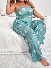 Rabbit Print Cami Top & Pants Loungewear Set