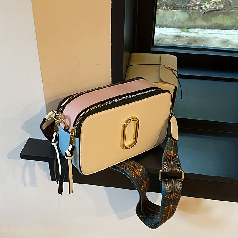 Contrast Crossbody Bag Camera Shoulder Bag Square Purse For Women