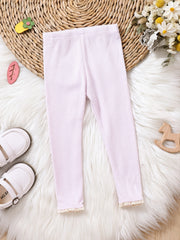Toddler Baby Girls Tights Lace Trim Ribbed Knit Leggings Kids Clothes
