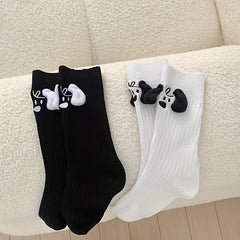 2 Pairs Dog Pattern Socks Comfy & Mid Tube Socks Women's Stockings