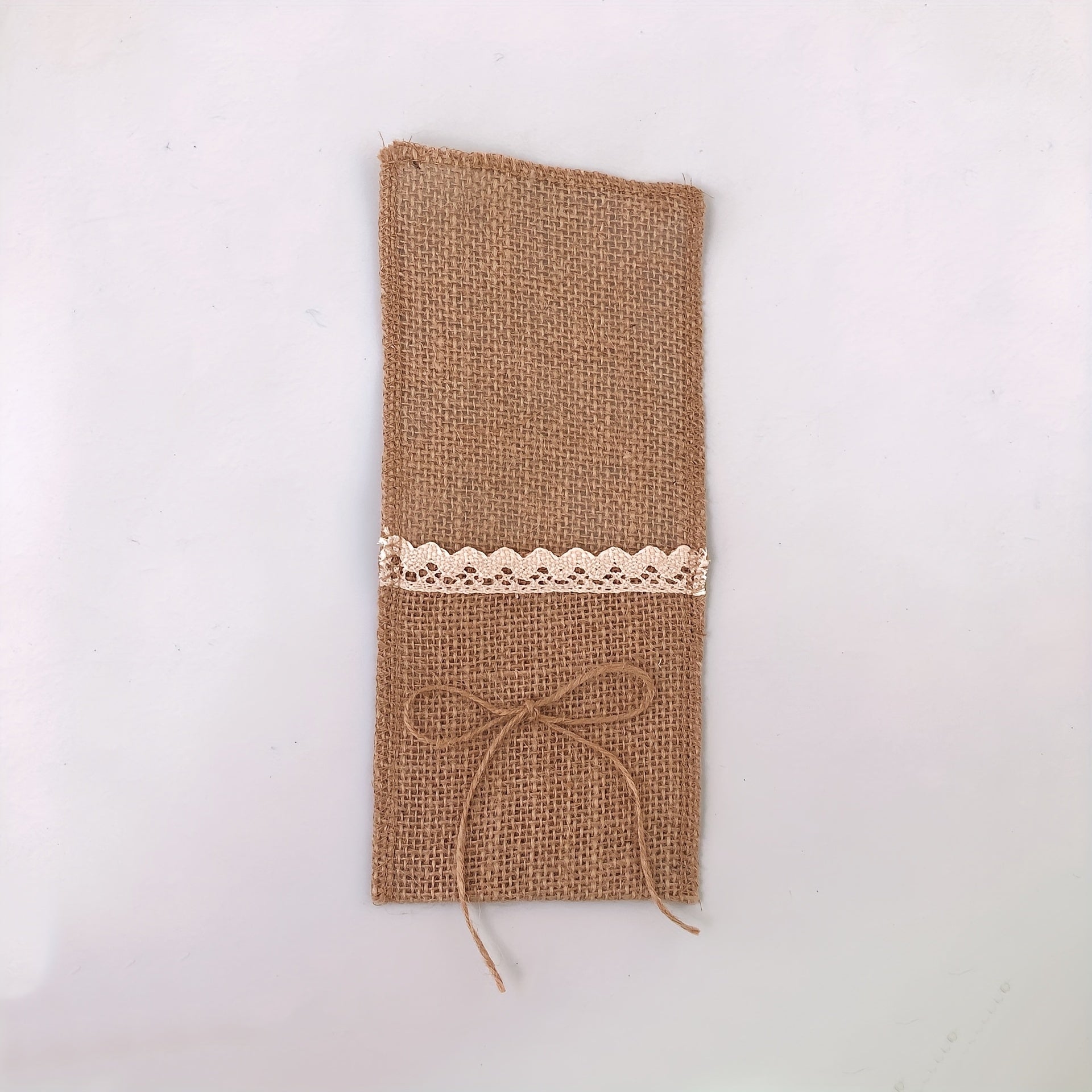 10pcs Burlap Lace Utensil Holders for Vintage Wedding