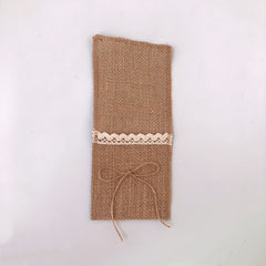 10pcs Burlap Lace Utensil Holders for Vintage Wedding