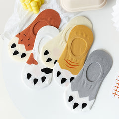 5 Pairs Women's Non Slip Cat Claw Ankle Socks Low Cut Cotton Stockings