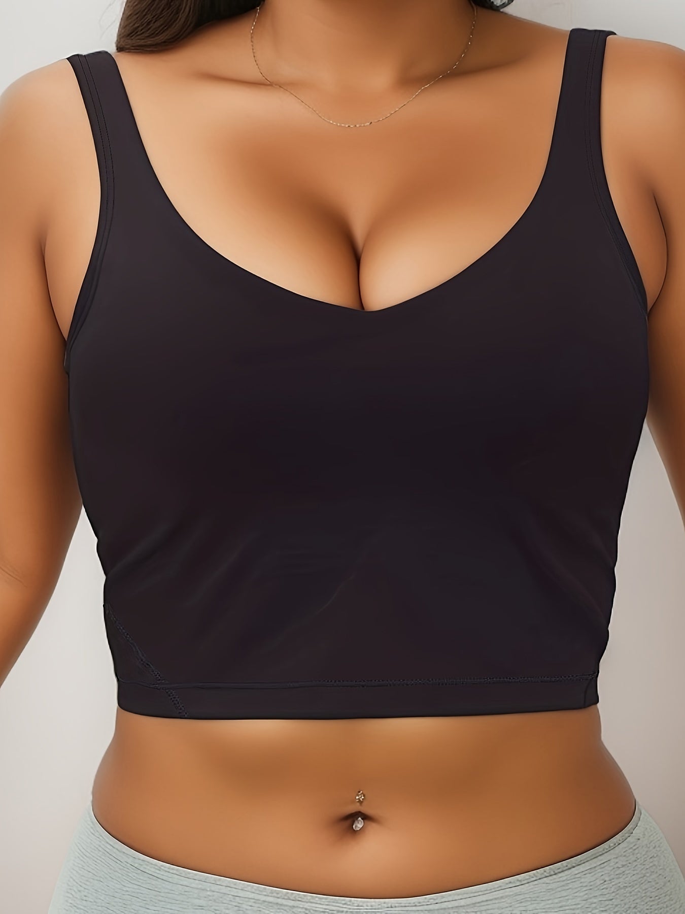 Sports Bra Women's Plus Solid High Impact Padded Breathable Yoga Top
