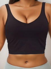 Sports Bra Women's Plus Solid High Impact Padded Breathable Yoga Top