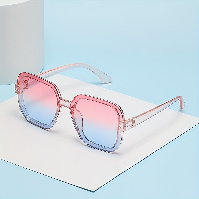 Ombre Lens Sunglasses Large Casual Rivet Decor Glasses UV400