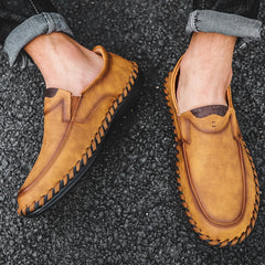 Men's Slip On Loafers Breathable Shoes Dark Brown