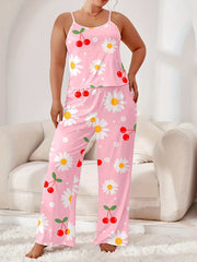 Women's Daisy & Cherry Print Pajama Set
