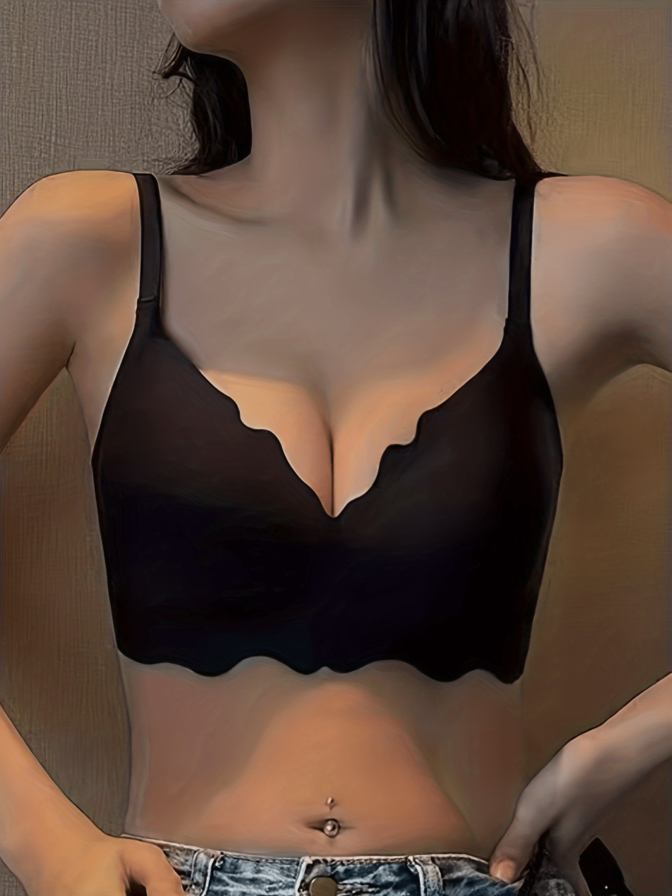 Scallop Trim Wireless Bra Seamless Intimates Lingerie