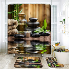 Scented Candle Pattern Shower Curtain Waterproof Fabric Shower Curtain