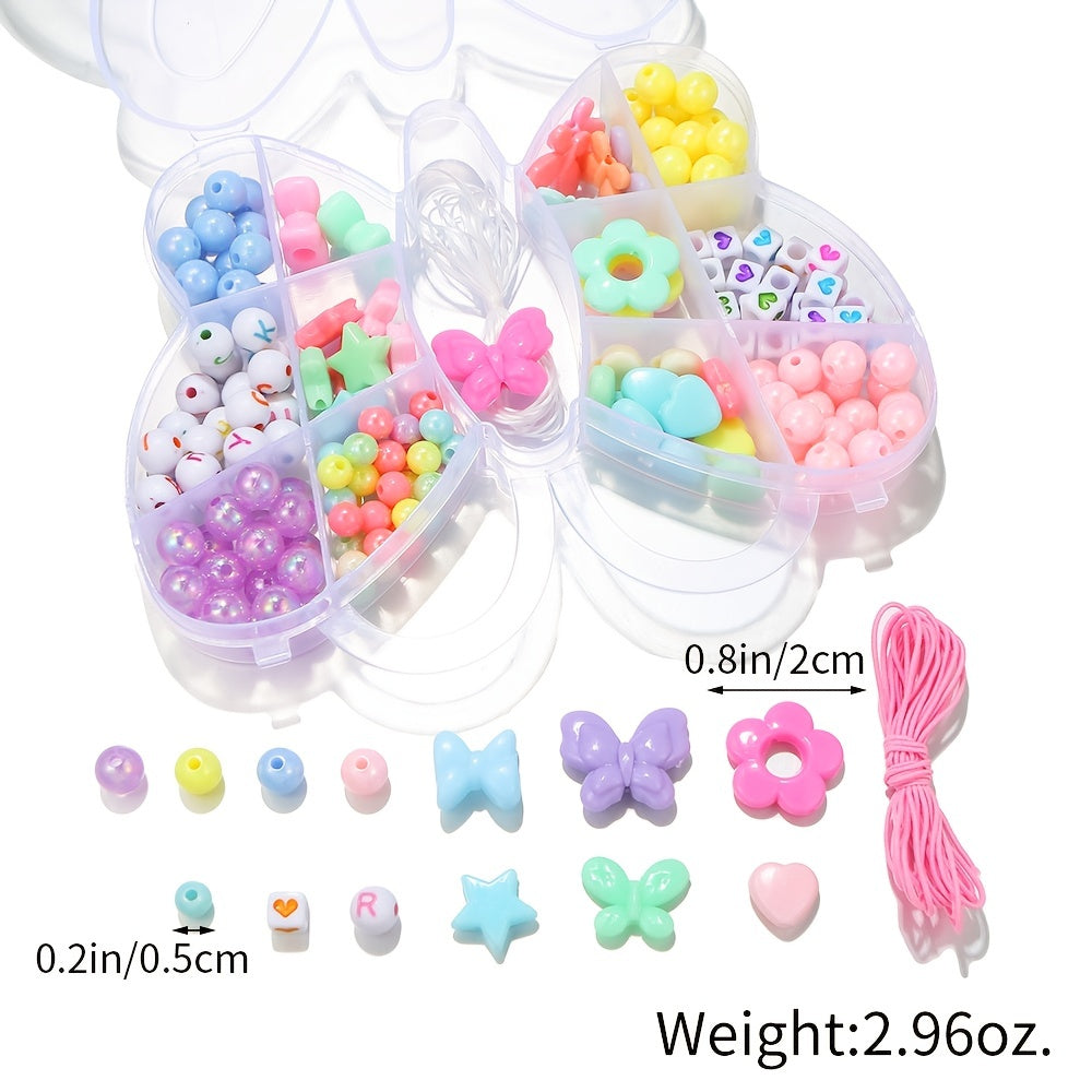 Acrylic Heart Star Flower Plastic Beads Kit DIY Crafts Birthday Gift