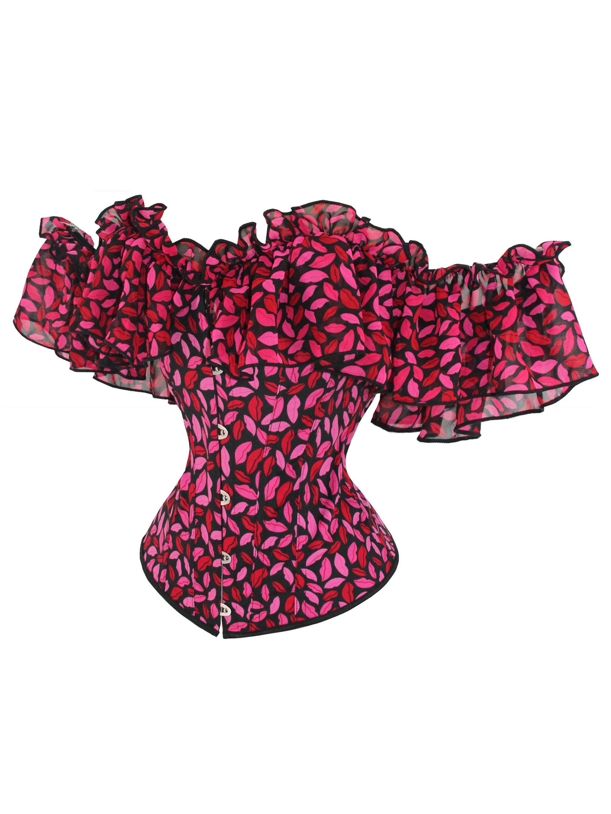 Pastel Floral Corset Top Off Shoulder All Over Print Adjustable Waist Cincher